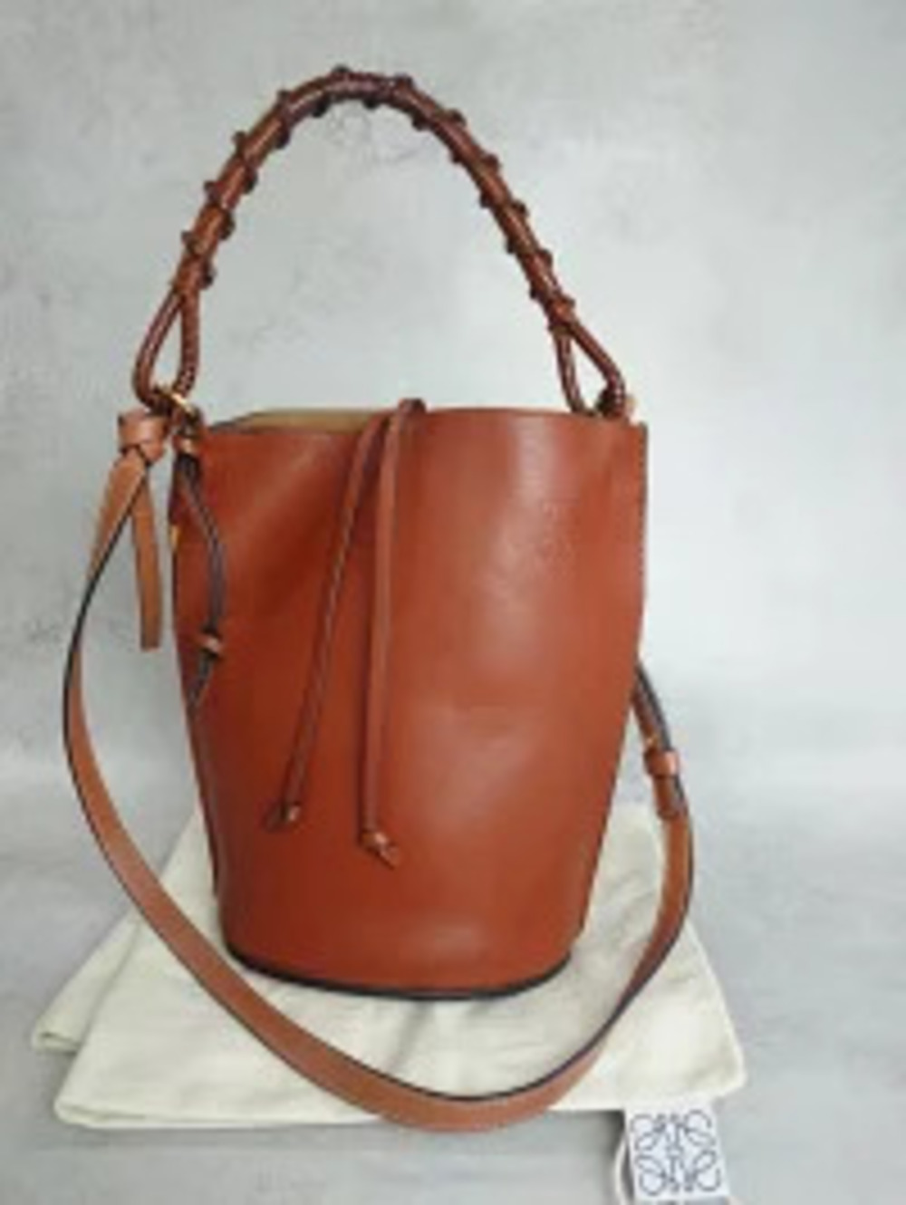 Loewe Gate Top Handle Bucket Bag brown leather